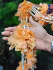 Orange Pearl Flower Garland Hanging Floral Decoration for Wedding Mehndi Haldi Baby Shower Stage Backdrop - Product Image 2