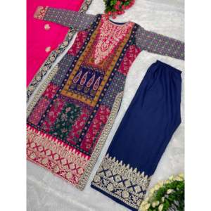 ชุดปาร์ตี้ของผู้หญิงสวยสวมเสื้อ plazzo dupatta กับงานฝีมือเพชร - Product Image 1