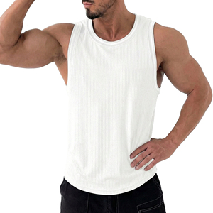 Wholesale <b>Men's</b> Muscle Tank Tops Custom Logo Athletic Fitness <b>Singlet</b> Ringer Contrast Trim Striped Gym Bodybuilding Tank Tops - Product Image 1
