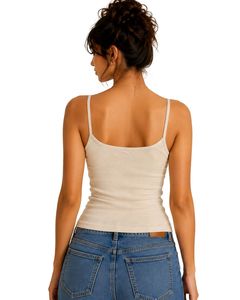 Linen Women Lace Trim Ribbed <b>Cami</b> Tank <b>Top</b> Spaghetti Strap Sleeveless Cotton Slim Fit Casual Summer <b>Crop</b> Vest Fashion Wear - Product Image 2