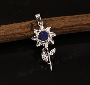 Colgante de Plata de Ley con Incrustaciones de Lapislázuli de 5 mm, Engaste de Bisel, Forma Redonda, Bañado en Rodio, Estilo Clásico, Unisex, para Regalo - Product Image 2