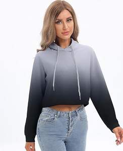 เสื้อฮู้ดครอปผู้หญิงแบรนด์ส่วนตัว สไตล์ทันสมัย แขนยาว เสื้อฮู้ดครอปผู้หญิงแบบสั่งทำพิเศษ ตัดเย็บแบบเลเยอร์ - Product Image 1