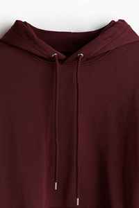 Sweat-shirt à capuche bordeaux pour homme, coupe ample, 100% coton molletonné, vêtement décontracté d'automne, tricot uni - Product Image 6