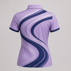 Polo pour femme personnalisé bleu foncé lavande, coupe fluide, séchage rapide, respirant, manches courtes, uniforme d'équipe de golf WPS-0858 - Product Image 2