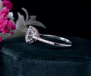 Anillo de Diamante Solitario de Corte Redondo Cultivado en Laboratorio con Banda de Oro Blanco, Anillo de Compromiso y Boda, Joyería de Promesa Nupcial y Aniversario - Product Image 3