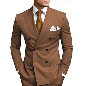 Traje de Negocios para Hombre, Doble Botonadura, Color Personalizado, Transpirable, con Pliegues Delanteros, Traje Formal para Novio de Boda con Tela de Lana - Product Image 3