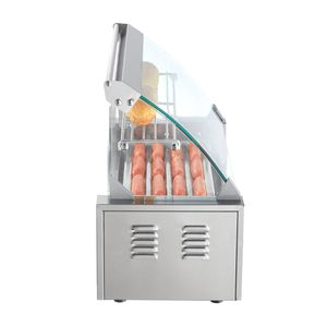 Griglia Commerciale per Hot Dog e Salsicce a 5 Rulli, 12 Capacità, 750W, Doppio Controllo Temperatura, Coperchio in Vetro, Acciaio Inossidabile - Product Image 6