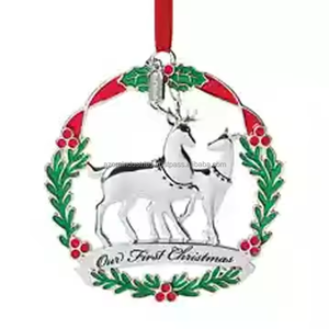Pendentif de décoration à suspendre personnalisé en gros Ornements en métal Pendentif de Noël Décorations de vacances en métal - Product Image 1