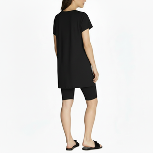 Women's 2 Piece Long Top Short <b>Set</b> Custom Logo <b>Embroidery</b> Printed Pattern Spandex Polyester Casual Summer Eco-Friendly - Product Image 2