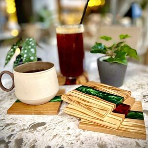Luxury square Live Wood Resin <b>Drink</b> <b>coaster</b> Wooden Coster Premium Wood Resin <b>coaster</b> - Product Image 3