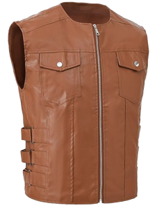 Chaleco Punk de Poliéster para Hombre, Estilo Casual, para Motociclista, Color Sólido, Sin Mangas, de Secado Rápido, para Invierno, para Actividades al Aire Libre - Product Image 1