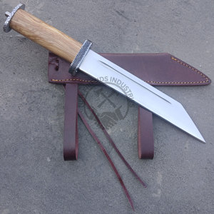Couteau Viking Seax en acier carbone forgé à la main, 10 pouces, manche en bois d'olivier, ambidextre, finition haute brillance, couteau de chasse multi-usage - Product Image 1