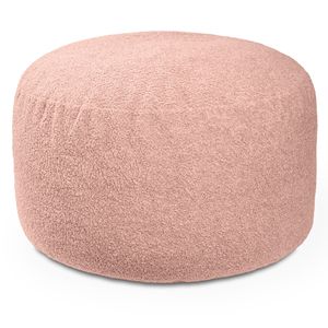 Saxx Grand pouf rond de 4 pieds en fausse fourrure de mouton rose, tabourets et ottomanes - Product Image 1