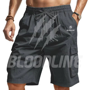 BLOODLINE Men's <b>White</b> <b>Cargo</b> Bermuda Shorts Mid Waist Elastic Waist Quick Dry Casual Style Pockets Camouflage Pattern PU Material - Product Image 2
