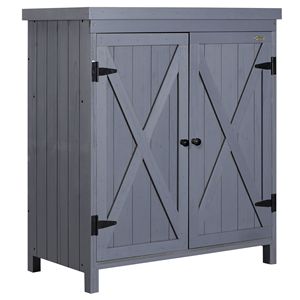 Armadio da Giardino Grigio per Esterni con Parte Superiore Zincata e Due Ripiani, Casetta Porta Attrezzi per Giardino o Accessori Piscina - Product Image 1