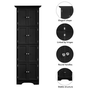 Moderno Armadio Alto Nero con 4 Ripiani e Ante per Soggiorno, Cucina, Ufficio, Camera da Letto, Bagno - Product Image 5