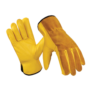Gants de sécurité en cuir de vachette fendu grain de chèvre du Pakistan résistants au feu anti-vibration pour la conduite, le soudage et le jardinage - Product Image 1
