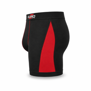Mens Sports <b>Boxer</b> Brief Yoga Leggings Mid Waist Solid Seamless Black Red Contrast Waistband Athletic Underwear - Product Image 4