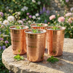 ILAHI's Hammered Copper Tumbler Eco-Friendly <b>Portable</b> Modern <b>Mug</b> with Lids White Box Packaging for Home Hotel Party - Product Image 1