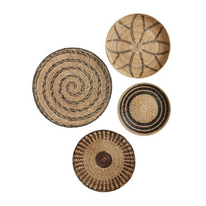 Cesta Decorativa de Pared Hecha a Mano, Arte de Pared de Hierba Tejida Ecológica, Bandeja Decorativa Redonda Colgante para Sala de Estar Estilo Rústico - Product Image 5