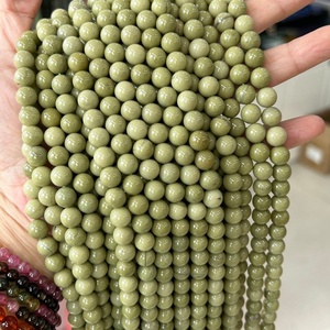 ลูกปัดหินแจสเปอร์อะโวคาโดธรรมชาติทรงกลมเรียบเนียน สำหรับทำเครื่องประดับ ขายส่ง - Product Image 2
