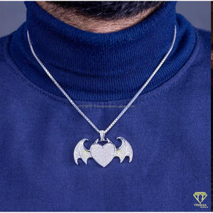 Fully Iced Heart Wing Pendant Necklace In Sterling Silver With Moissanite Diamonds Urban Hip Hop Jewelry - Product Image 6