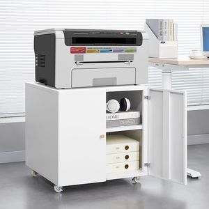 Supporto per Stampante in Metallo Regolabile con Ruote, Tavolo Mobile per Stampante, Armadietto Portadocumenti per Spazi Ristretti H - Product Image 2