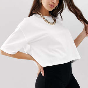 Camisetas cortas para mujer, personalizables con logotipo, de alta calidad, transpirables, de algodón, estampadas o lisas, servicio OEM. - Product Image 5