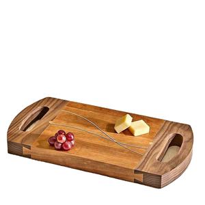 Plateau de conservation des aliments assiette de service en bois massif plateau à Dessert rustique assiette à thé café plateaux en bois servant - Product Image 1