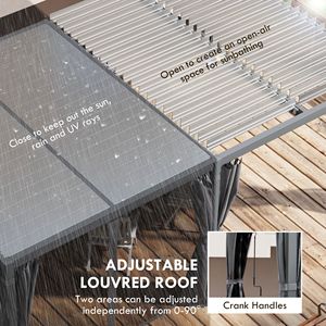 Pergola in Alluminio 3,66m x 5,79m con Tende a Lamelle Regolabili e Zanzariera Grigio Scuro - Product Image 3