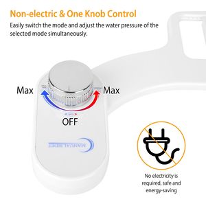 Accesorio de bidé mecánico con doble boquilla para inodoro, pulverizador de agua fresca no eléctrico para higiene femenina - Product Image 3
