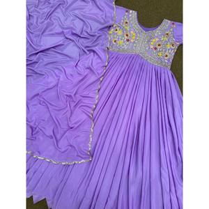 Vestido de corte Aliya y Dupatta para mujer Conjunto de trabajo de lentejuelas bordadas elegantes - Product Image 1