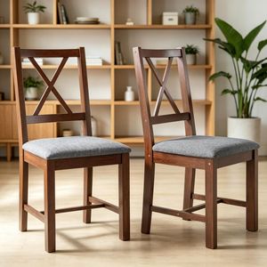 Set di 2 Sedie da Pranzo dal Design Moderno con Struttura in Legno Massello e Materiale PU per Casa e Soggiorno - Product Image 1