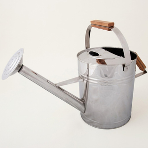 Premium Stainless Steel Watering Can With Ergonomic Wooden Handle Large Capacity Rustproof Metal <b>Garden</b> Pot With Long Spout Head - Product Image 1