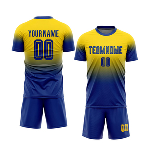 Maillots de football unisexes personnalisés en gros avec logo, haute qualité, 100 % polyester, ensemble uniforme de football, séchage rapide, protection UV, confortables - Product Image 2