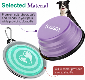Opvouwbare, milieuvriendelijke, waterdichte reisbakjes voor honden met deksels, karabijnhaken en siliconen materiaal |   Draagbare voer- en waterbakjes voor - Product Image 1