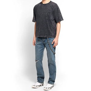 High Quality Customizable Plain Dyed New Arrival Men Acid Wash T Shirt / Wholesale Prices Short Sleeves Men Acid Wash T Shirt - Product Image 3