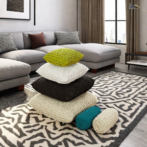 Tabouret et pouf remplis en corde de coton de luxe modernes pour meubles de maison, salon, chambre à coucher, hôtel - Product Image 1