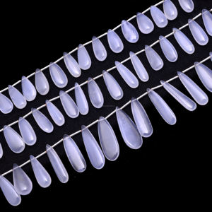 Cuentas de Calcedonia Natural al por Mayor, Forma de Pera Lisa, Hilo de 8 Pulgadas, 5x11.5 a 8x30 mm, Cuentas Sueltas de Cristal para Joyería - Product Image 1