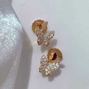 S925 Pure Sterling <b>Silver</b> <b>Stud</b> Earrings Unique Double Butterfly Trendy Zircon Party Occasions Simple Personalized Unisex Earring - Product Image 4