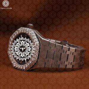 Charm Jewels Luxury Women's Stainless Steel Tonneau <b>Watch</b> <b>Diamond</b> Encrusted Analog Quartz 38mm Folding Clasp - Product Image 3