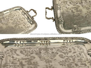 Bandeja DE SERVICIO DE METAL redonda moderna con bordes elevados para necesidades de servicio versátiles disponibles a un precio asequible de la India - Product Image 2