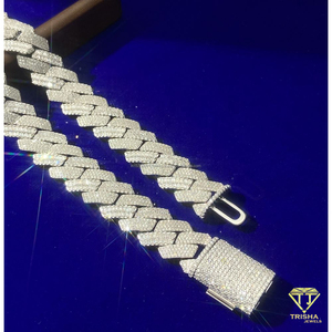 Premium Moissanite Diamond Statement Link Chain 925 Sterling Silver Unisex Iced Out <b>Fashion</b> <b>Necklace</b> - Product Image 4