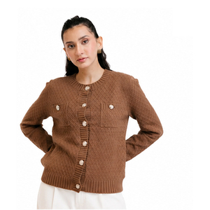Customizable Color Front Logo Winter Button Hot Selling Women's Casual Long Sleeve Solid Color Knitted Women's <b>Cardigans</b> <b>Sweater</b> - Product Image 1