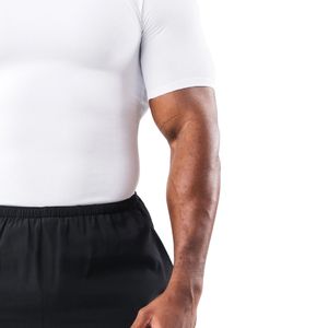 <b>Men's</b> White <b>Compression</b> Performance T <b>Shirt</b> Moisture Premium Athletic Fit Gym Training Running Sportswear Apparel - Product Image 3