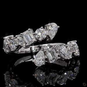 Anillo de compromiso de oro macizo de 1.87 quilates con diamantes en oro blanco de 14K, joyería nupcial de media eternidad con formas múltiples - Product Image 3