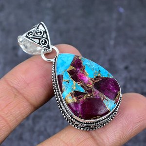 Colgante de Gema de Algodón de Azúcar Natural en Forma de Gota, Chapado en Plata, Estilo Bohemia, Engaste de Canal, Joyería Unisex, Amuleto, Regalo de Aniversario - Product Image 2
