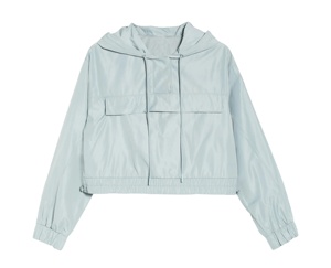 Veste coupe-vent courte en polyester et nylon pour femme, taille plus, respirante, à capuche, pour l'été - Product Image 1