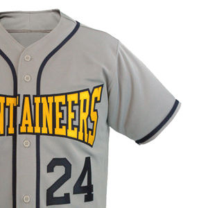 Mountaineers Baseball Uniform Men's Gray Jersey <b>With</b> Yellow Team Name And Number 24 Short Sleeve Polyester Pants And <b>Shoes</b> - Product Image 3