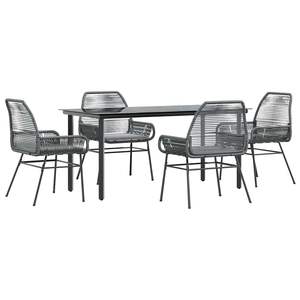Dark <b>Grey</b> Rattan Garden Dining Set 4 Seater Metal <b>Frame</b> Weather Resistant Outdoor Furniture Contemporary Design - Product Image 2